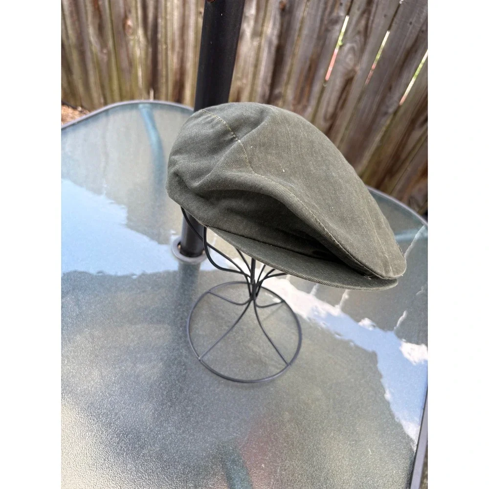 Vintage 2pc Flat Cap Set Mens Large Union Made USA Olive Tan Driver Ivy Hats